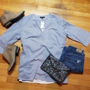 Adorable Stripe and Eyelet Top